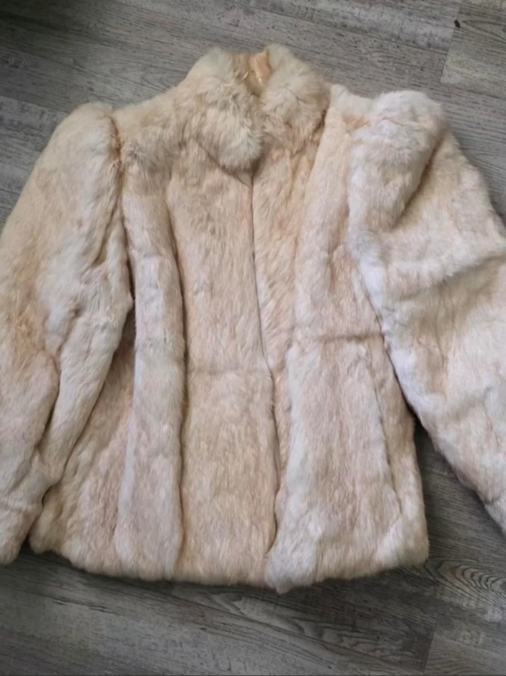 Vintage Classic Cream Real Rabbit Fur Jacket - Women's Coat Sz L
